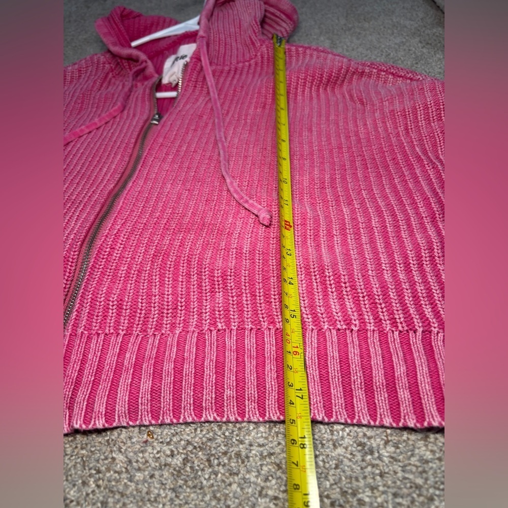 Aerie Pink Woven Full Zip Hooded Mineral Wash Small Boho Bohemian Hippie - Picture 6 of 8